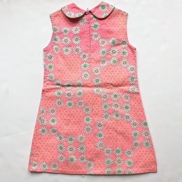 Vintage pink 70’s daisy collar dress fits 6/7Y - Picture 4 of 4